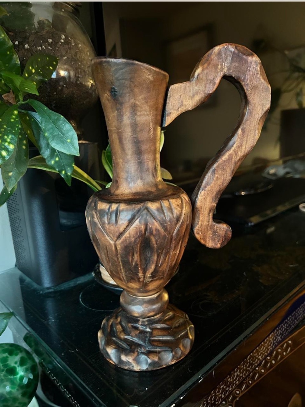 Vintage Hand Carved Wooden Vase